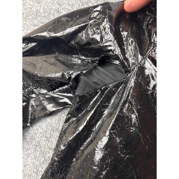 R13 Lambskin Leather Jacket Women's M Black Patent Full Zip Pockets Mock Neck - Picture 6 of 10